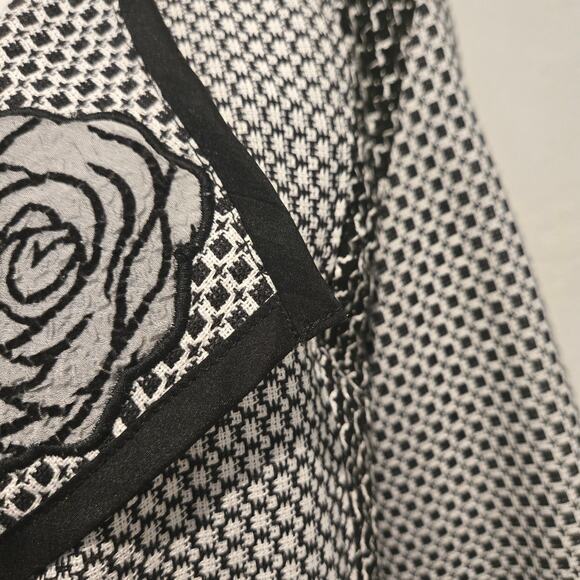 Mimi Hay Designs Black and White Mixed Media Button-Up Jacket - Wearable Art - Picture 7 of 9